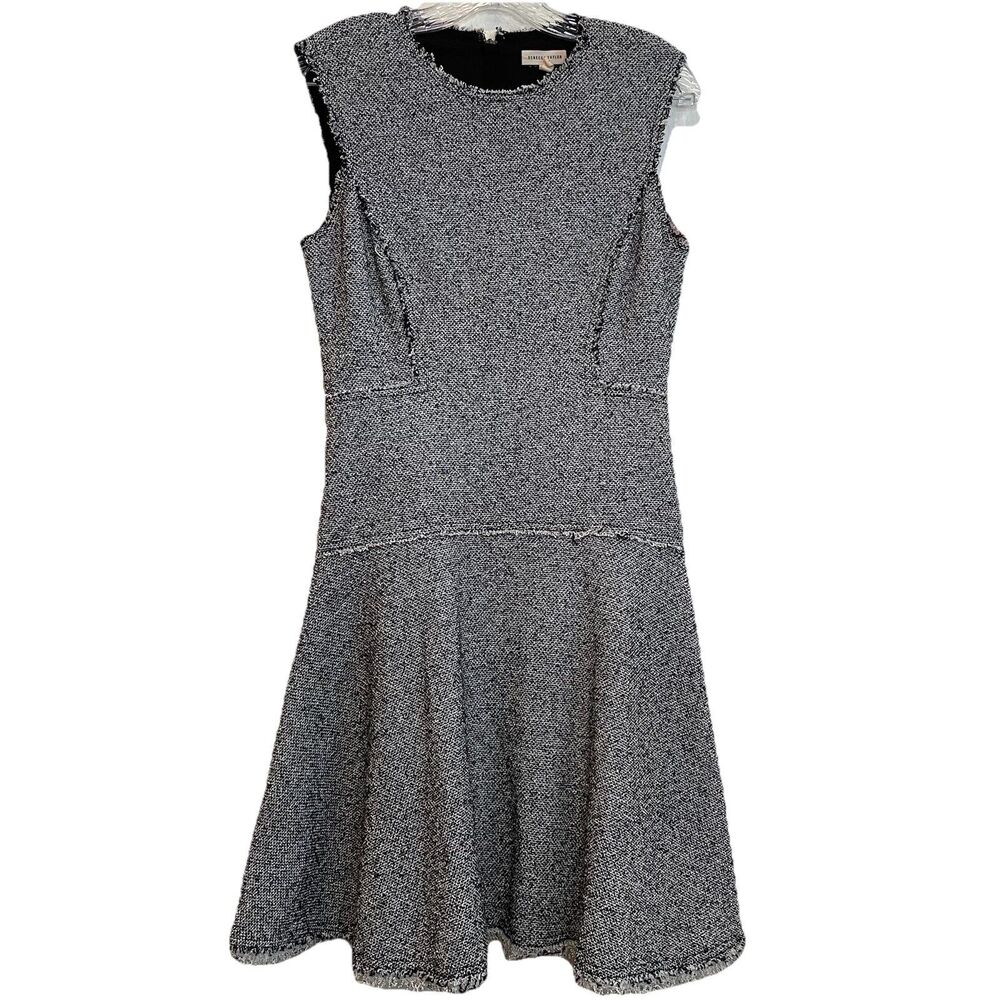 Rebecca Taylor Women’s Tweed Raw Hem Sleeveless Gray Sleeveless Classic Dress-4